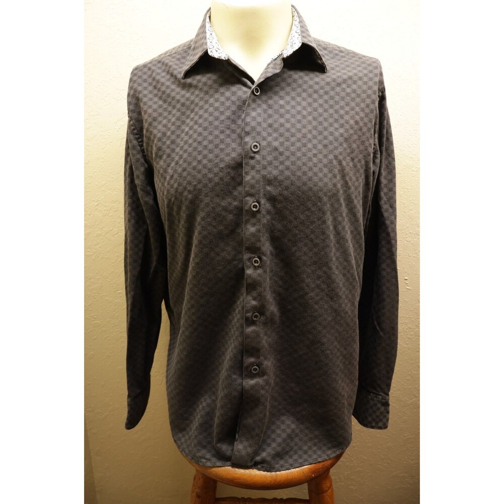 Robert Graham Checkered Print Long Sleeve Shirt Classic Fit Size L $198